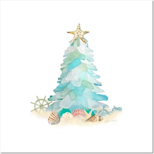 Coastal Seaglass Christmas Tree Posters and Art